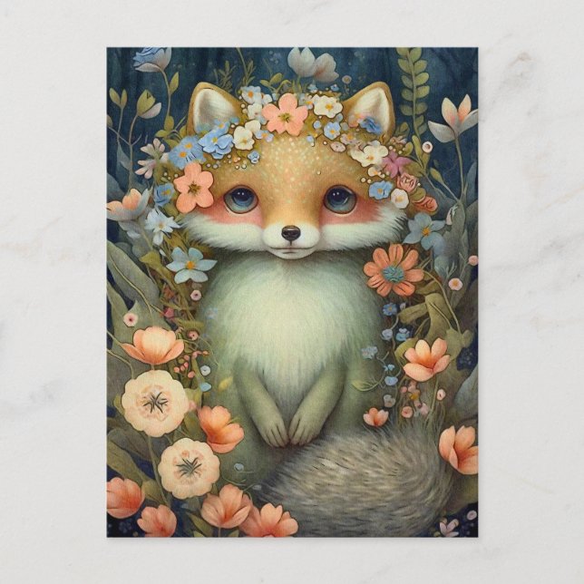 Little Blume Fox Postcard Postkarte (Vorderseite)