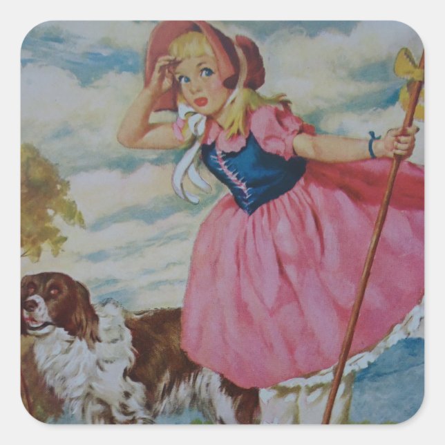 Little Bo Beep Quadratischer Aufkleber (Vorderseite)