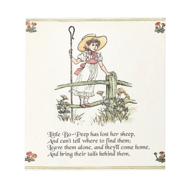 Little Bo Peep Kinderzimmer Rhyme Notizblock (Vorderseite)