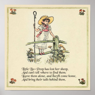 Little Bo-Peep: Klassische Kate Greenaway Kinderre Poster