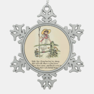 Little Bo-Peep: Klassische Kate Greenaway-Kinderst Schneeflocken Zinn-Ornament
