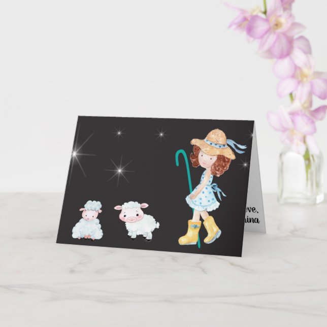 Little Bo Peep Star Night Scene Fun Kids Fab Karte (Orchidee)