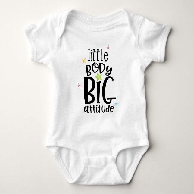 Little Body, Big Attitude Stars Typografisch Baby Strampler (Vorderseite)