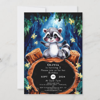 Little Boho Raccoon Geburtstag Einladung