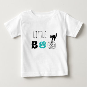 Little Boo aquamarine Kürbiskatzenkatzer Halloween Baby T-shirt