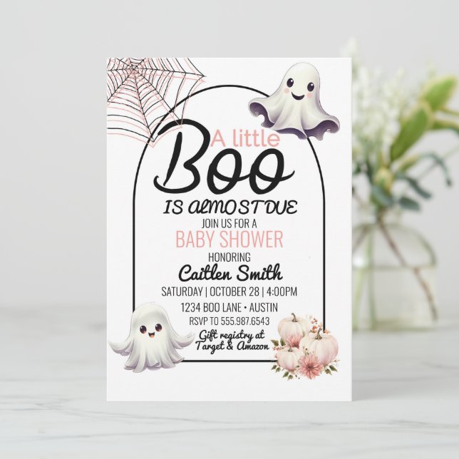 Little Boo Baby Dusche fast aufgrund Halloween Einladung (Stehend Vorderseite)