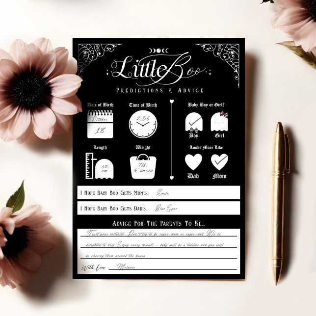 Little Boo Baby Predictions & Advice Game Card Einladung (Little Boo Baby Predictions & Advice Game Card)