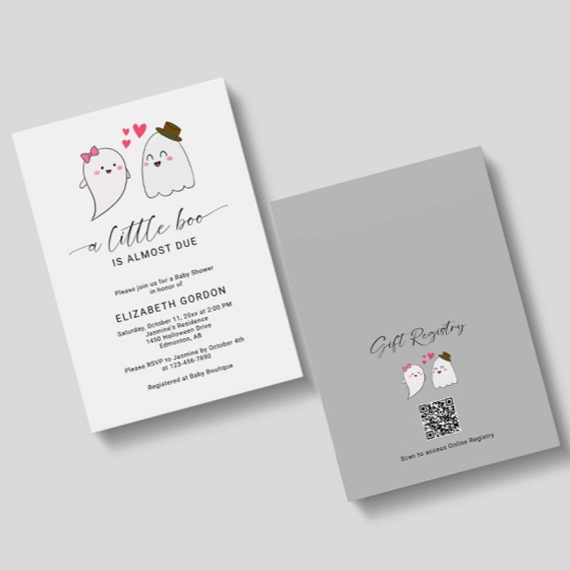 Little Boo Baby Shooting Halloween Ghost QR Code Einladung (Von Creator hochgeladen)