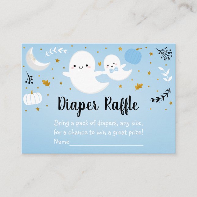 Little Boo Blue Ghost Baby Duschduschmaschine Wind Begleitkarte (Vorderseite)