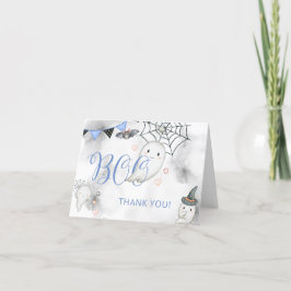 Little Boo Blue Halloween Ghost Baby Dusche Dankeskarte