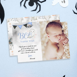 Little Boo Blue Halloween Ghost Baby ShowFoto Dankeskarte