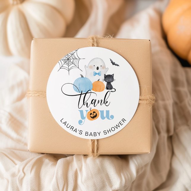 Little Boo blue spooky Baby Dusche Danke Runder Aufkleber (Von Creator hochgeladen)