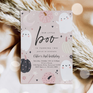Little Boo Boho Halloween Ghost 2. Geburtstags-Par Einladung