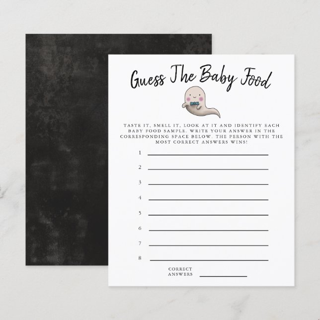 Little Boo Boy rät das Baby Food Dusche Spiel (Vorne/Hinten)