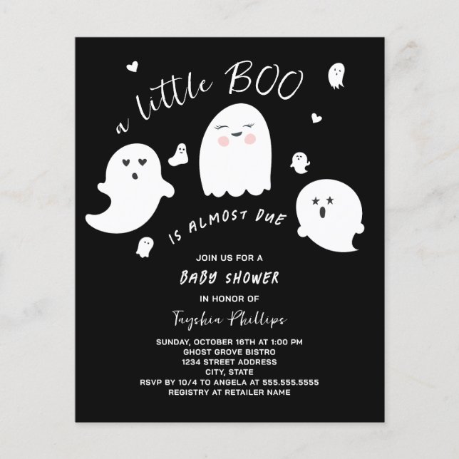 Little Boo Budget Halloween Kinderdusche Einladung (Vorderseite)