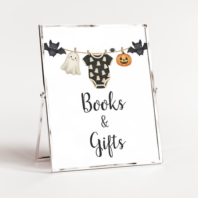 Little Boo Clothesline Kinderbücher und Geschenke  Poster (Halloween Little Boo Clothesline Baby Shower Sign)