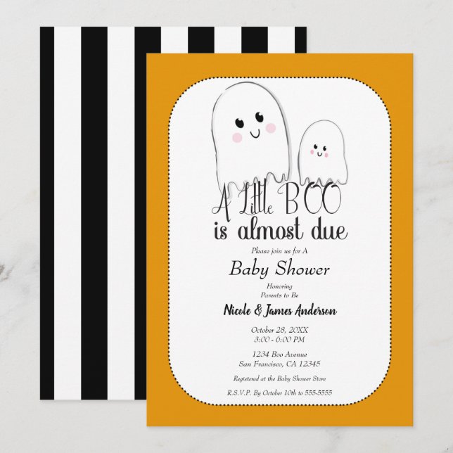 Little BOO Due Halloween Ghost Baby Dusche Einladung (Vorne/Hinten)