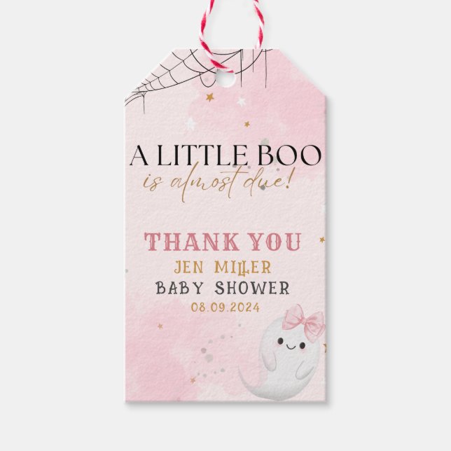 Little Boo fast fällig Mädchen Dusche Gefallen Geschenkanhänger (Vorderseite)