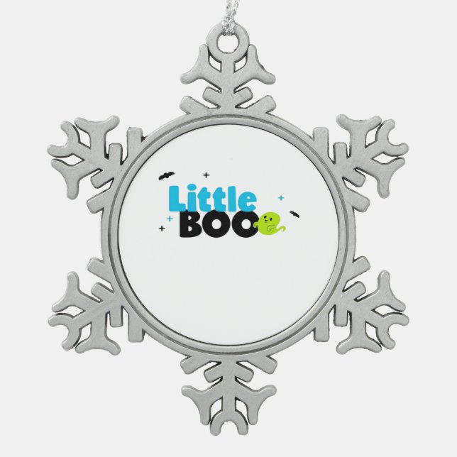 Little Boo Funny Retro Schneeflocken Zinn-Ornament (Vorderseite)