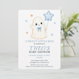 Little Boo Geist Jungen Halloween-Baby-Party Einladung