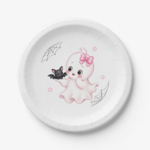 Little Boo Geist Rosa Halloween-Baby-Party Pappteller