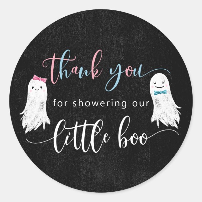 Little Boo Gender Reveal Party Runder Aufkleber (Vorderseite)