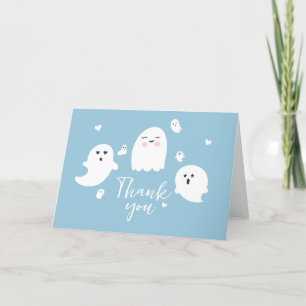 Little Boo Ghost Boy Baby Shower Dankeskarte