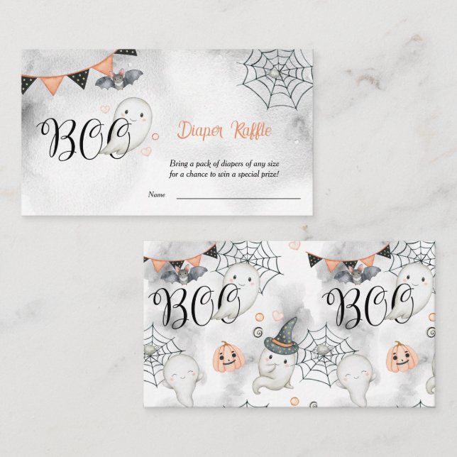 Little Boo Ghost Fall Babydusche Windelwanne Raffe Begleitkarte (Vorne/Hinten)