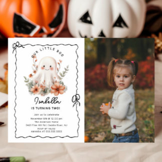 Little Boo Ghost Foto Geburtstag Einladung