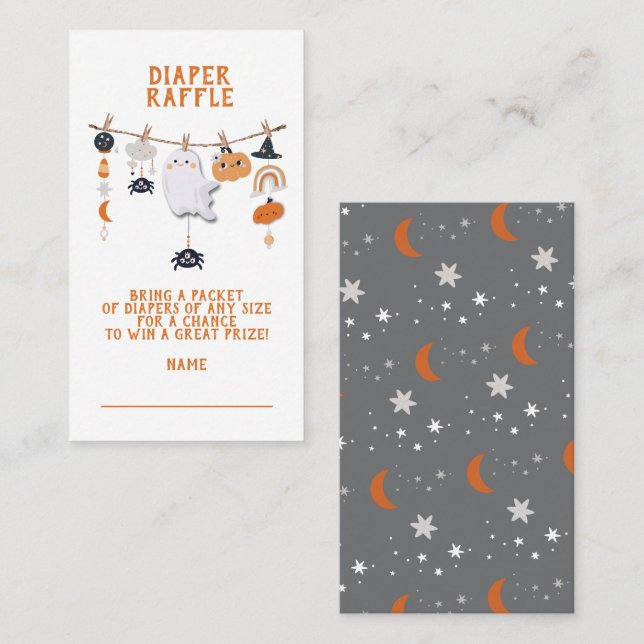 Little Boo Ghost Halloween Diaper Raffle Visitenkarte (Vorne/Hinten)