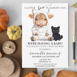 Little Boo Ghost Halloween Highland Cow Baby Einladung