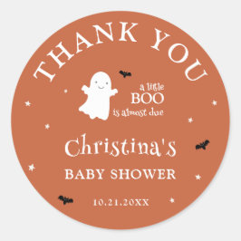 Little Boo Ghost Orange Baby Dusche Vielen Dank Runder Aufkleber