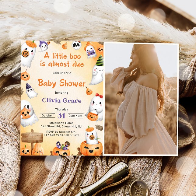 Little Boo Ghost Pumpkin Halloween Baby Shower Einladung (Von Creator hochgeladen)