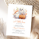 Little Boo Ghosts Pumpkin Fall Baby Dusche Postkarte<br><div class="desc">Diese niedliche Babydusche lädt mit einer Aquarellbilder von zwei lächelnden Gespenstern und einem Halloween-Kürbis inmitten von Herbstblättern ein. Unten erscheinen die Worte "ein wenig boo" in trendy orange Handschrift. Personalisieren Sie den Text mit dem Namen der Mama-to-be in Skript und die Details in Holzkohle gray Sans Serif Schriftart. Die Rückseite...</div>
