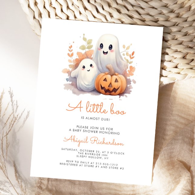 Little Boo Ghosts Pumpkin Fall Baby Dusche Postkarte (Von Creator hochgeladen)