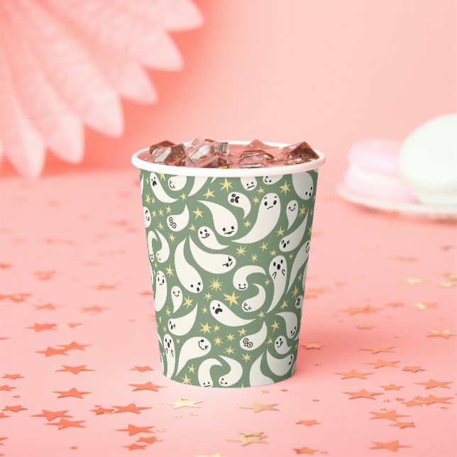 Little Boo Green Pattern Baby Dusche Pappbecher (Insitu)