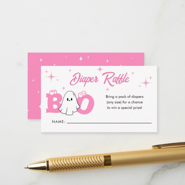 Little Boo Halloween Baby Duschdusche Windeln Raff Begleitkarte (Vorderseite/Rückseite Beispiel)