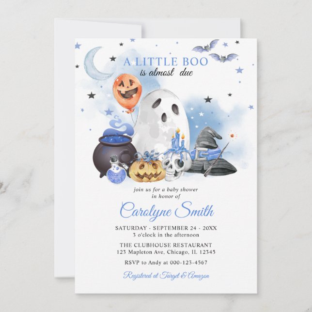 Little Boo Halloween Baby Dusche Einladung (Vorderseite)