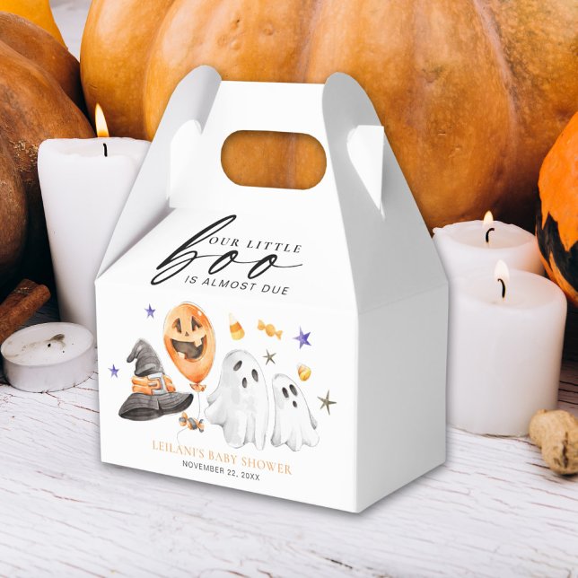 Little Boo Halloween Baby Dusche Geschenkschachtel (Put your baby shower favors in this Halloween themed Little boo is almost due watercolor ghosts.)