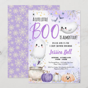 Little Boo Halloween Baby Dusche Lila Einladung