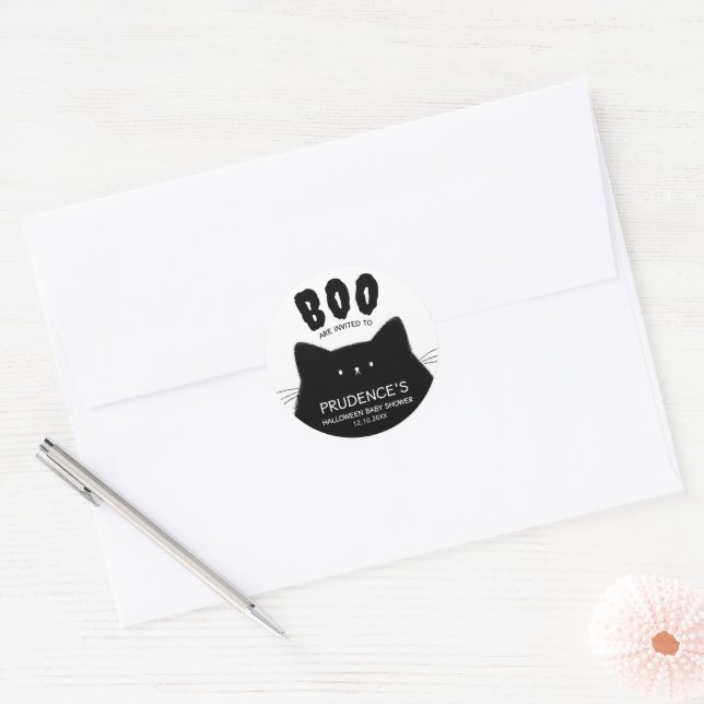 Little Boo Halloween Baby Dusche Runder Aufkleber (Umschlag)