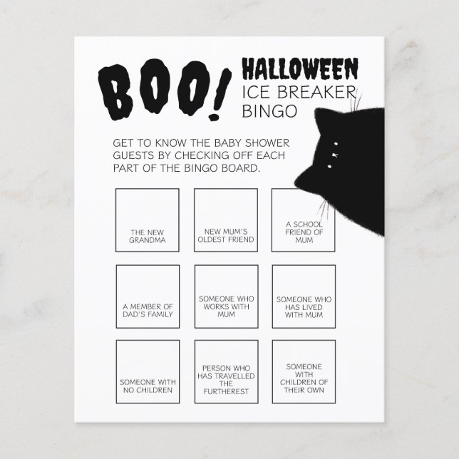 Little Boo Halloween Baby Show Ice Breaker Bingo (Vorderseite)