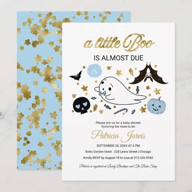 Little Boo Halloween Baby Shower Einladung (Vorne/Hinten)
