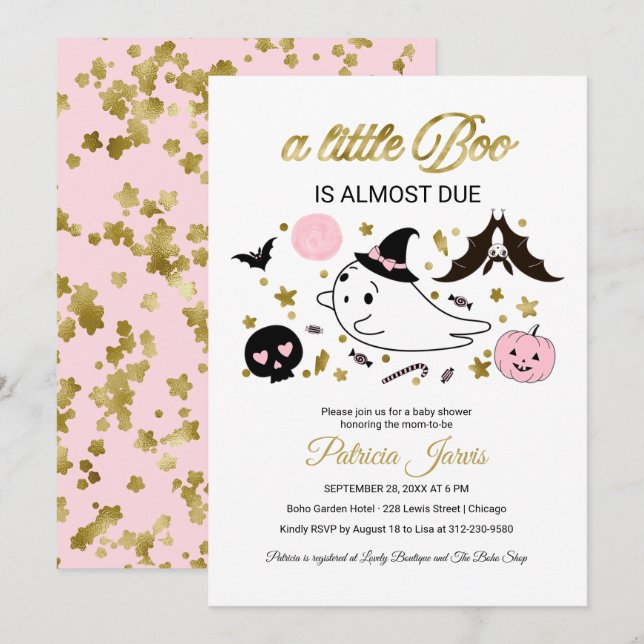 Little Boo Halloween Baby Shower Einladung (Vorne/Hinten)