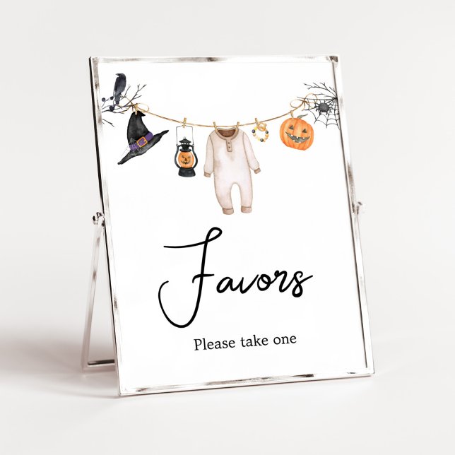 Little Boo Halloween Baby Shower Favoriten Poster (Halloween Baby Clothes Baby Shower Favors Sign)