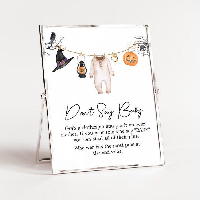 Little Boo Halloween Baby Shower Say Baby nicht Poster (Halloween Baby Clothes Baby Shower Don't Say Baby Sign)