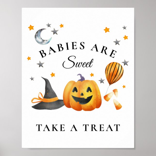 Little Boo Halloween Baby Shower Sweet Favoriten Poster (Vorne)