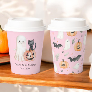 Little Boo Halloween Blush Pink Baby Dusche Pappbecher