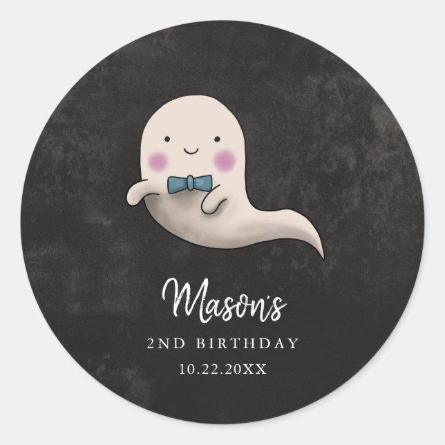 Little Boo Halloween Bow Krawatte Ghost Birthday P Runder Aufkleber (Vorderseite)