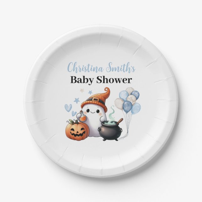 Little Boo Halloween Boy Baby Dusche Pappteller (Vorderseite)